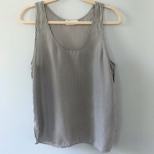 Everlane Striped Silk Shell black and white